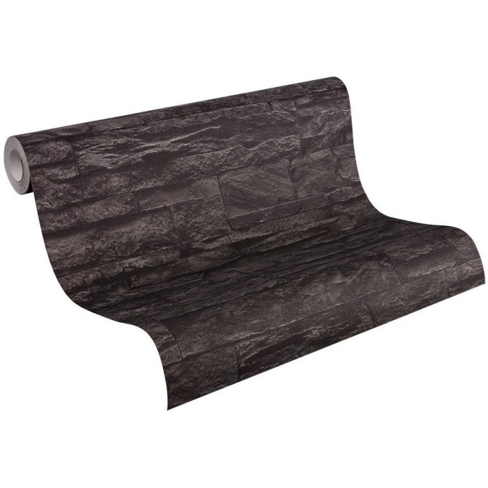 Papeldecor|Wallpaper black limestone, wall effect|Stone Imitation