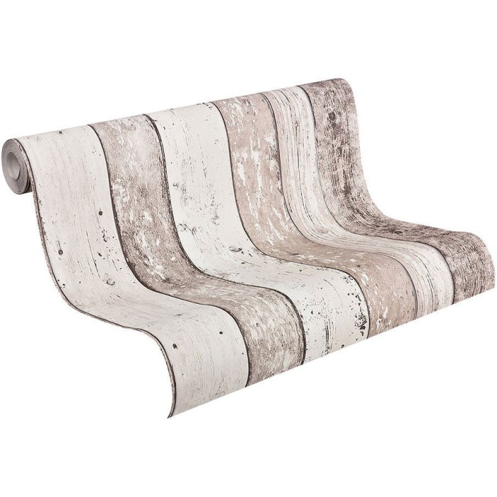 Papeldecor|Papier Peint planches de bois vintage blanches/marron|Imitation Bois