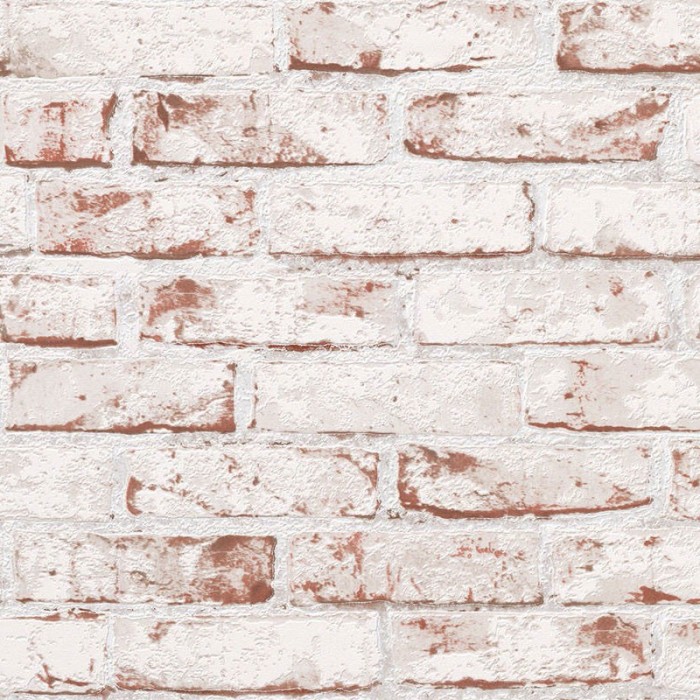 Papel pintado ladrillo blanco y rojo enlucido -  217-000228