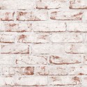 Papel pintado ladrillo blanco y rojo enlucido -  217-000228