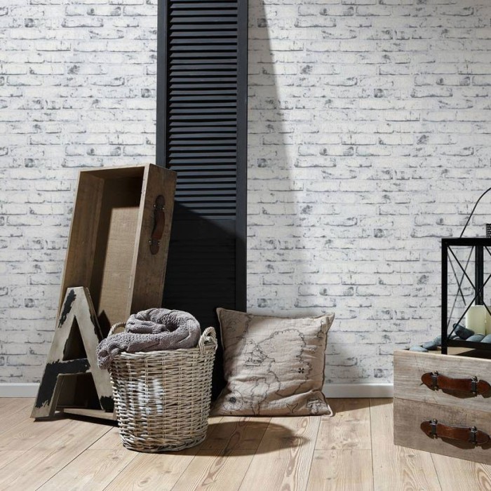 Papeldecor|Wallpaper white and black plastered brick|Brick Imitation