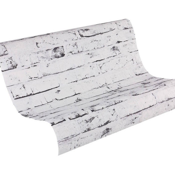 Papel pintado ladrillo blanco y negro enlucido -  217-000229