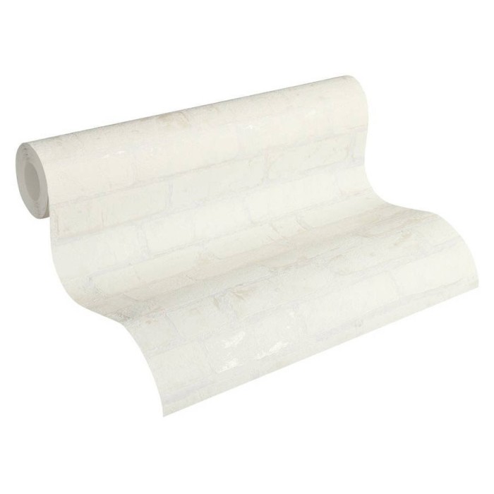 Papeldecor|Papel pintado ladrillo blanco crema|Imitacion Ladrillo