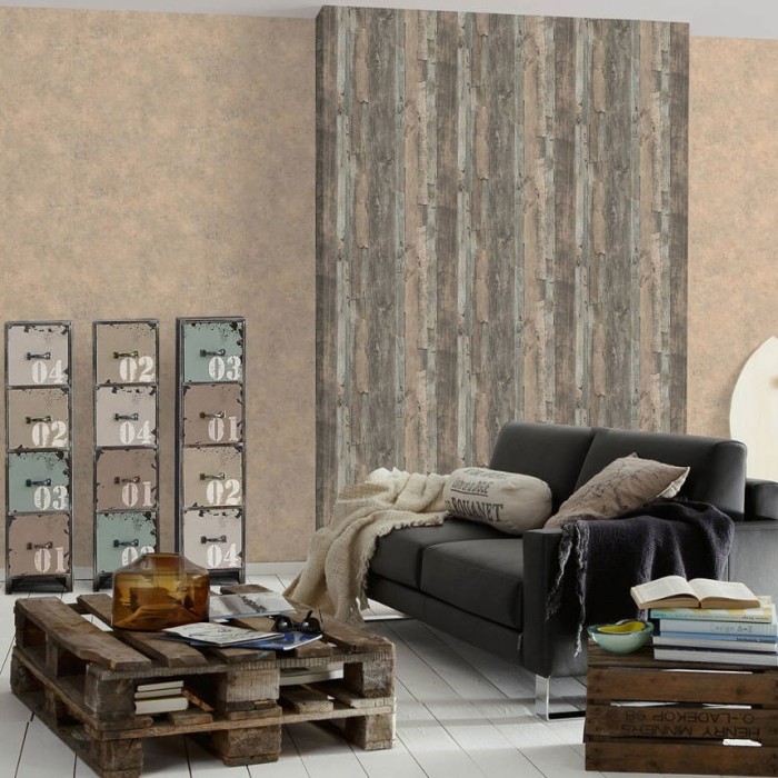 Papeldecor|Tapete im industriellen Look alte Holzoptik|Holzimitat