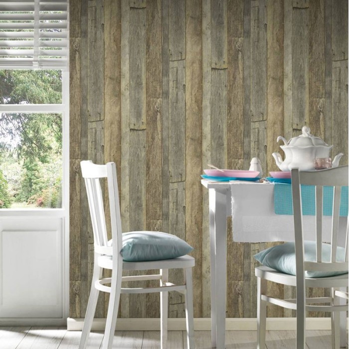 Papeldecor|Papel pintado efecto madera, tablones viejos|Imitacion Madera
