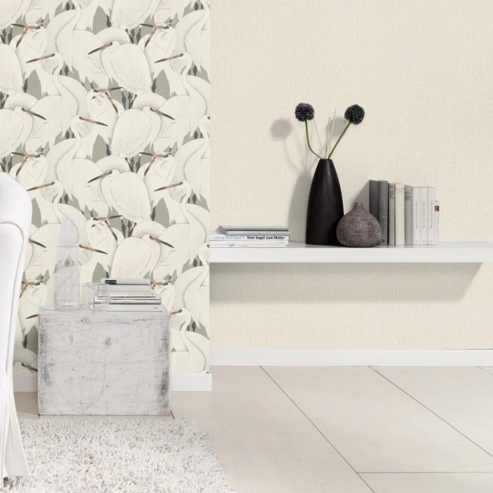 Rasch|Papier peint crème effet tissu naturel élégant|Kimono