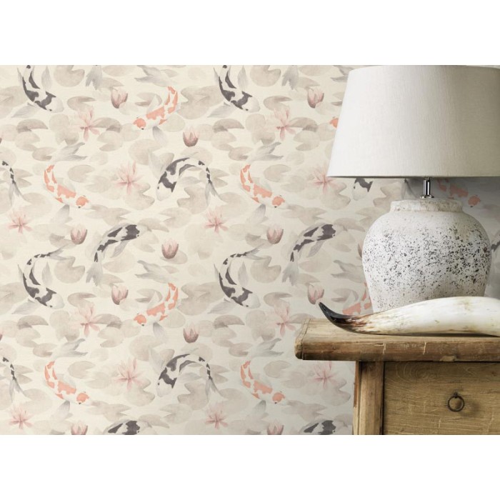Rasch|Papier peint japonais avec nénuphars et carpes koi|Kimono