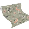 Rasch|Papel pintado japonés con carpas y nenúfares zen|Kimono