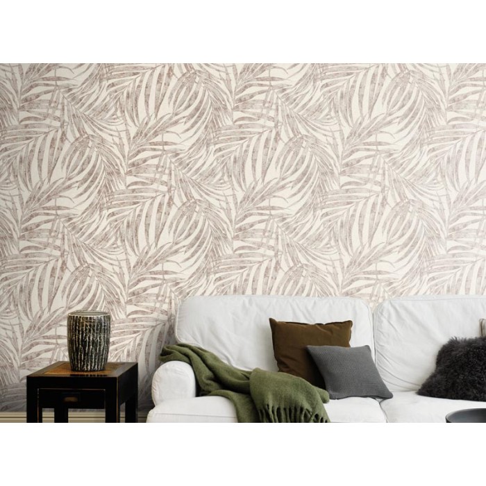 Rasch|Papier peint feuilles grises et dorées fond blanc|Papier Peint
