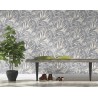 Rasch|Wallpaper palm branches blue denim matte with grey shine|Wallpaper