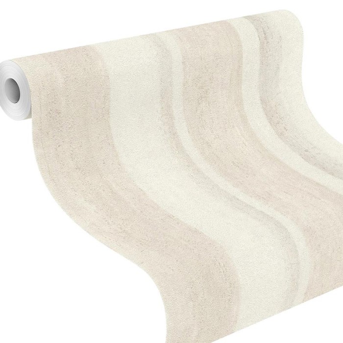 Rasch|Papier peint rayures blanches et beige effet plâtre décoratif|Papier Peint