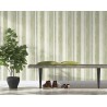 Rasch|Wallpaper wide green stripes chalk white textured|Wallpaper