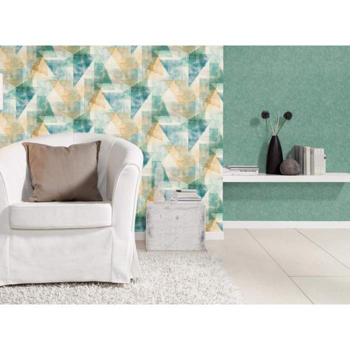Papeldecor|Papel pintado verde efecto yeso|Papel Pintado
