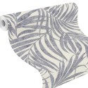 Papeldecor|Palmwedeltapete Denimblau matt Grau glänzend|Tapeten