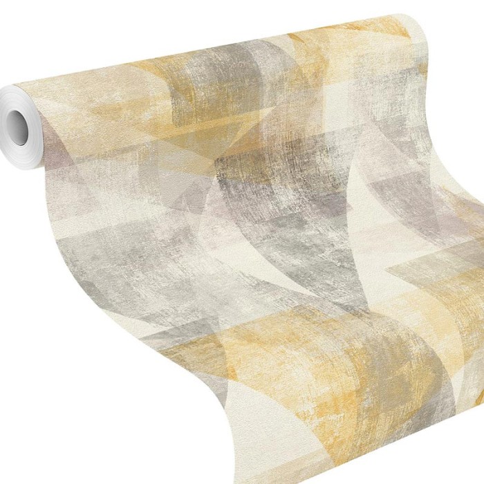 Papeldecor|Papier peint abstrait triangles jaunes et gris|Papier Peint