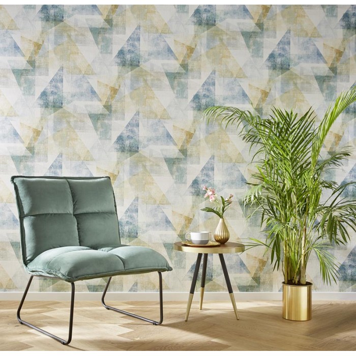 Papeldecor|Papier peint abstrait géométrique triangles verts|Papier Peint