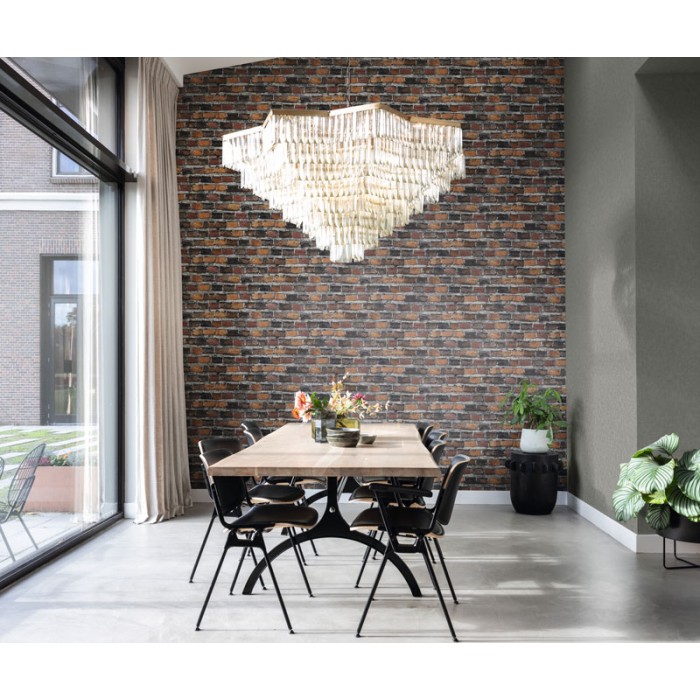 Rasch|Papel pintado ladrillo tonos marrón colores|Imitacion Ladrillo