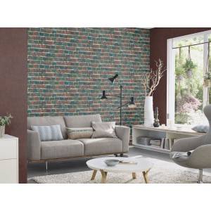 Papeldecor|Tapete roter Ziegelmauerwerk|Ziegelimitat 2