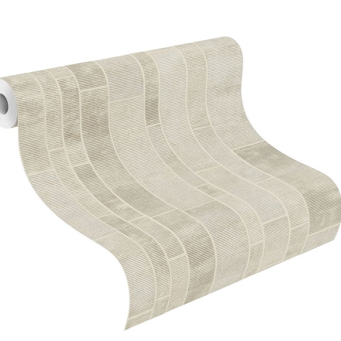 Rasch|Papel pintado baldosas piedra con toques metálicos ondulados|Factory IV