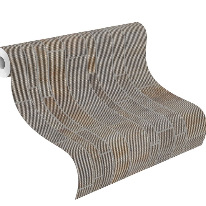 Rasch|Tapete industriell Fliesen grau und gold gewellt|Factory IV