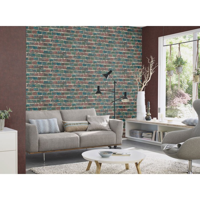 Papel pintado ladrillo multicolor rústico -  221-2082