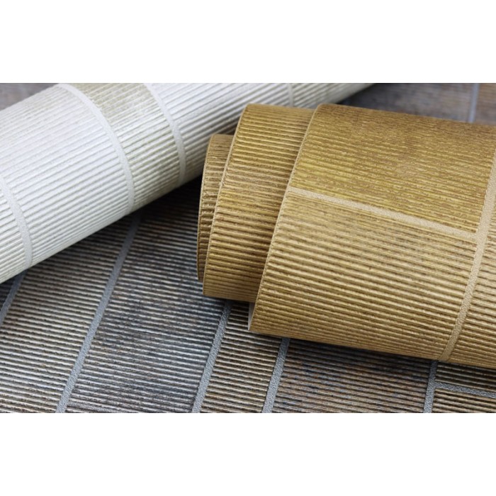 Papeldecor|Wallpaper with wall tiles in golden tones and textured finish|Stone Imitation