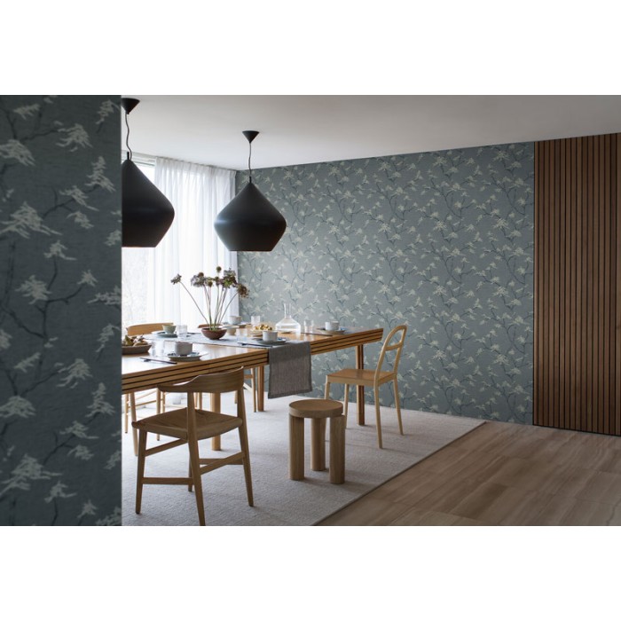 Borastapeter|Wallpaper bluish grey Japanese trees temples|Wallpaper