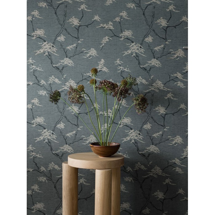 Borastapeter|Papier peint temples arbres japonais gris bleuâtre|Papier Peint