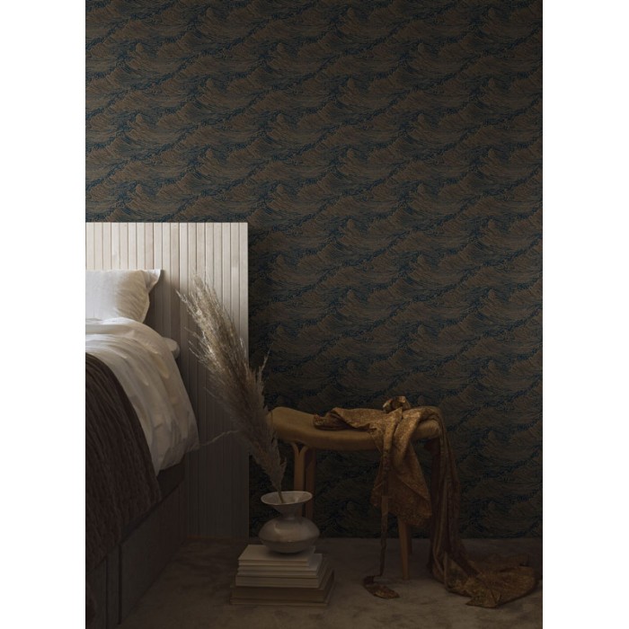 Borastapeter|Wallpaper shiny golden greenish blue rough sea|Wallpaper