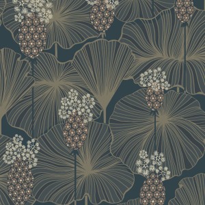 Casadeco|Wallpaper with herons in a beige lagoon|Wallpaper