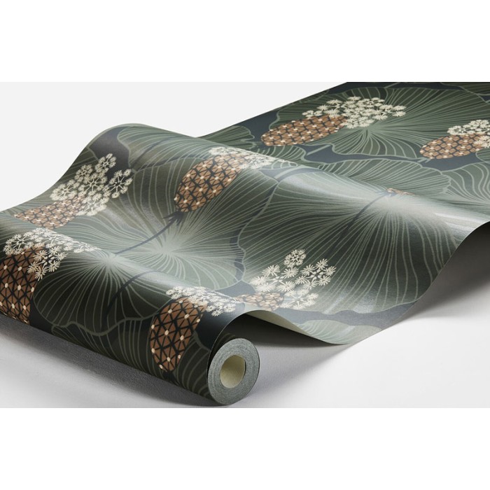 Borastapeter|Wallpaper dark background green umbrella leaves floral|Wallpaper