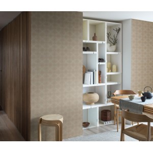 Papeldecor|Textile modern ethnic-style wallpaper, brown linen imitation|Wallpaper 2