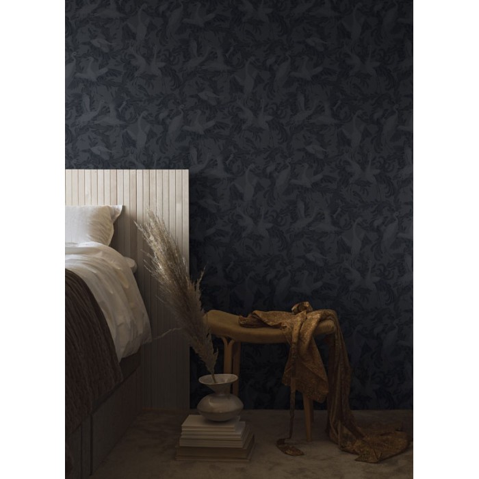 Borastapeter|Wallpaper elegant indigo blue cranes|Wallpaper