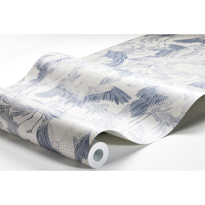 Borastapeter|Wallpaper classic white blue dancing cranes|Wallpaper