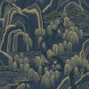 Borastapeter|Papel pintado paisaje japonés azul dorado brillo|Papel Pintado