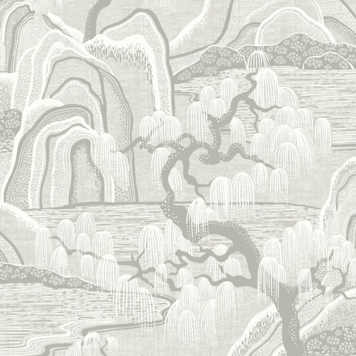 Borastapeter|Papel pintado paisaje japonés beige crema brillo|Papel Pintado