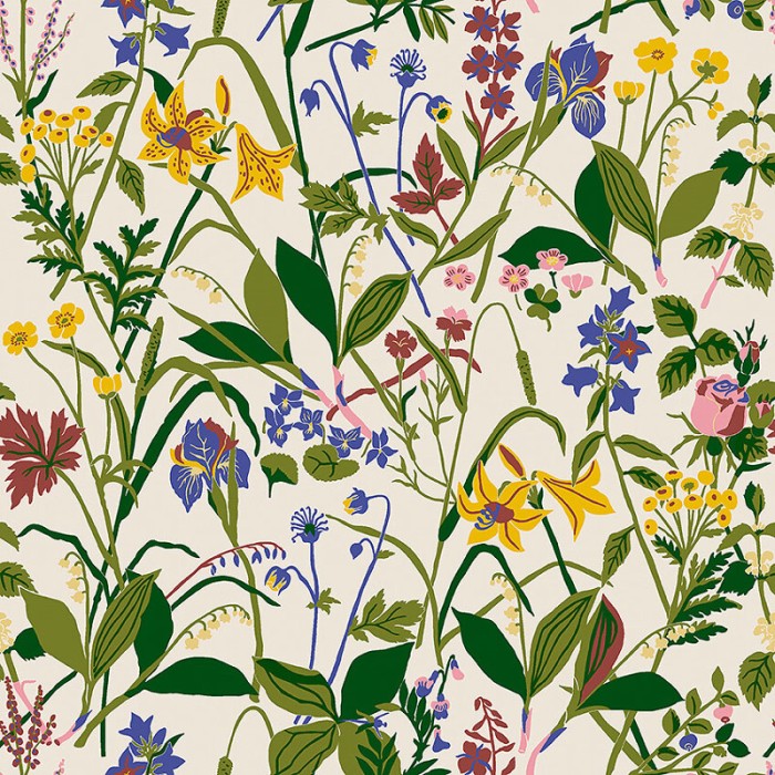 Borastapeter|Papel pintado floral escandinavo silvestres rosas lirios|Papel Pintado