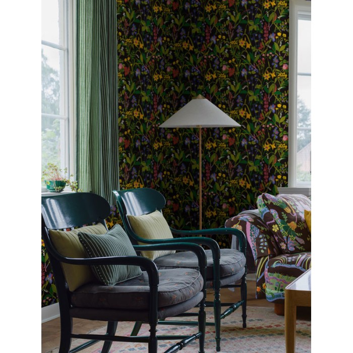 Papel pintado flores silvestres multicolor negro - Borastapeter Scandinavian Designers III 1964