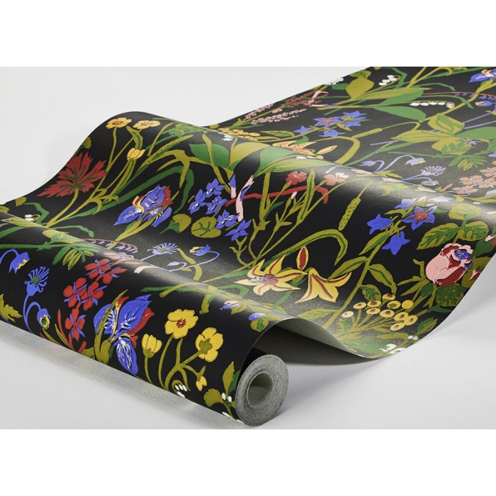 Papel pintado flores silvestres multicolor negro - Borastapeter Scandinavian Designers III 1964