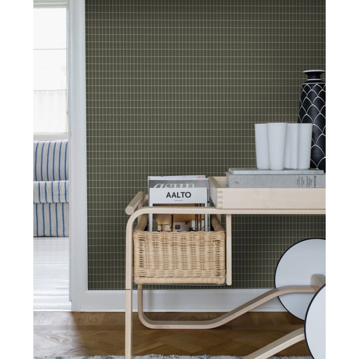 Papel pintado cuadros verdes grises atemporal - Borastapeter Scandinavian Designers III 1970