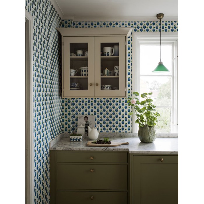 Papel pintado ciruelas azules divertido - Borastapeter Scandinavian Designers III 1974