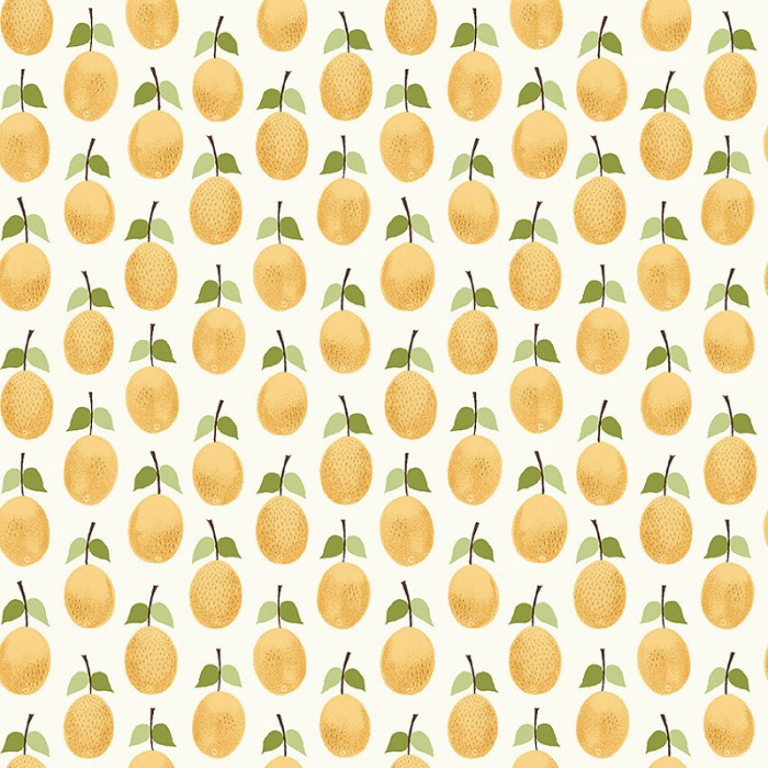 Borastapeter|Papel pintado ciruelas estilizadas minimalista amarillo|Papel Pintado