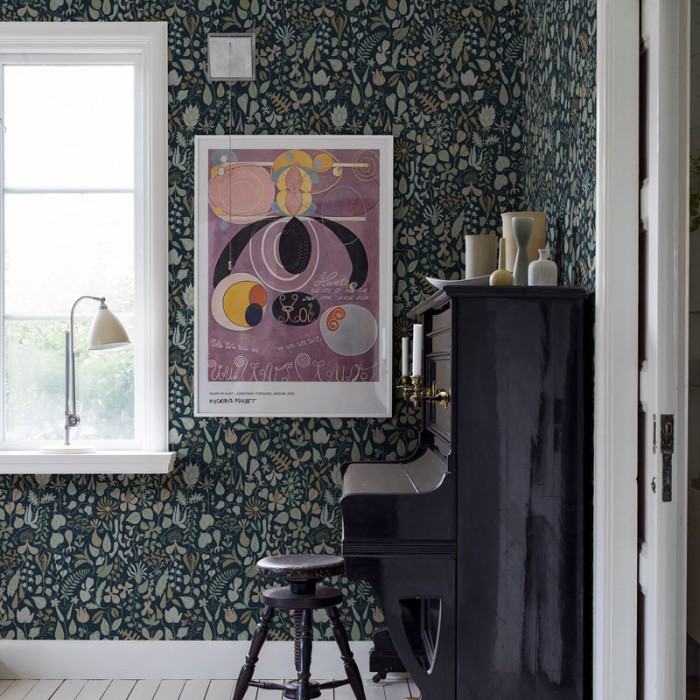 Borastapeter|Papier peint floral scandinave multicolore bleu|Papier Peint