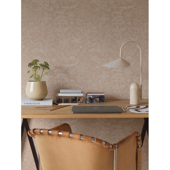 Papel pintado floral silvestre nórdico rosa marrón - Borastapeter Scandinavian Designers III 1980