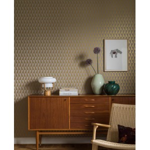 Casamance|Geometrische Tapete Fächer grau-gold|Tapeten 2
