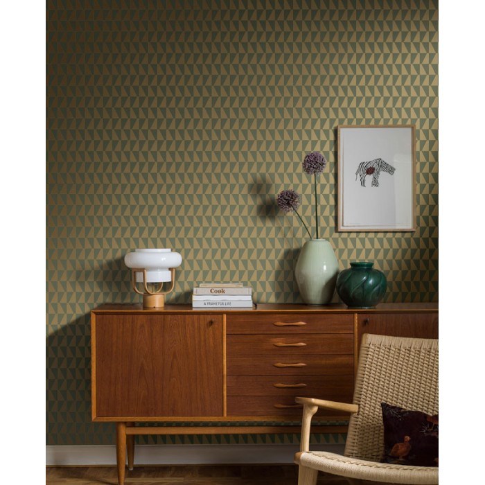 Borastapeter|Papier peint géométrique scandinave doré vert grisâtre|Papier Peint