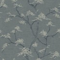 Papeldecor|Japanese wallpaper with trees resembling Asian temples, bluish-gray|Wallpaper