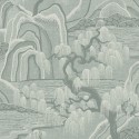 Papeldecor|Papel pintado paisaje japonés verde inspirado en kimonos nipones|Papel Pintado
