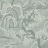 Papeldecor|Papel pintado paisaje japonés verde inspirado en kimonos nipones|Papel Pintado