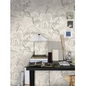 Papeldecor|Papier peint style oriental paysage japonais beige et crème|Papier Peint